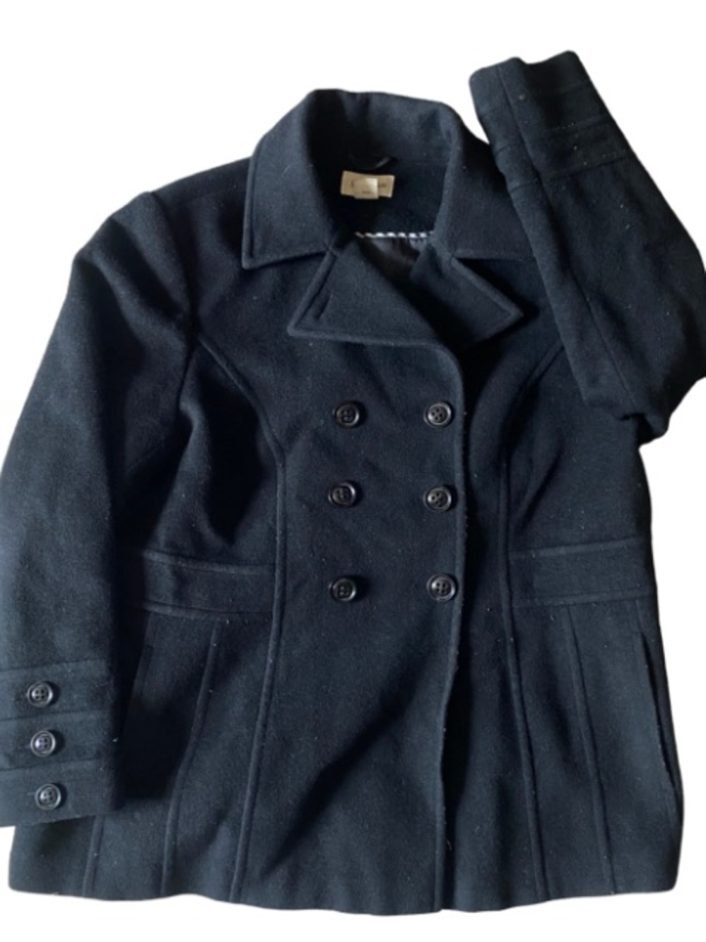 St. John's Bay Black Double-Breasted Pea Coat Size 1X